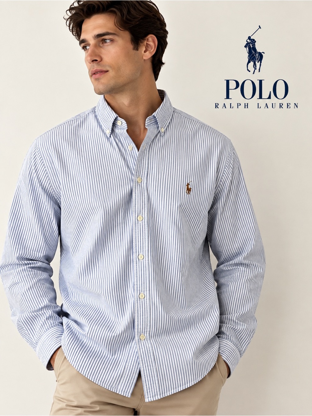 Ralph Lauren Men’s Blue & White Striped Button-Down Shirt